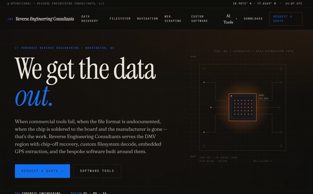 Technical services firm website after being rebuilt by AI Website Rebuilder
