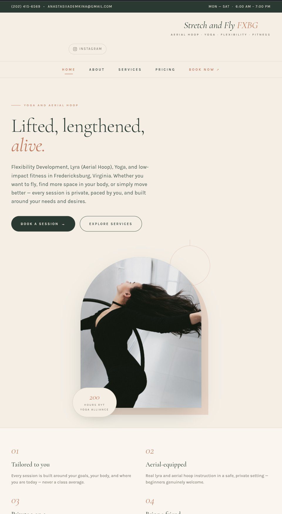 Yoga & wellness studio website after being rebuilt by AI Website Rebuilder