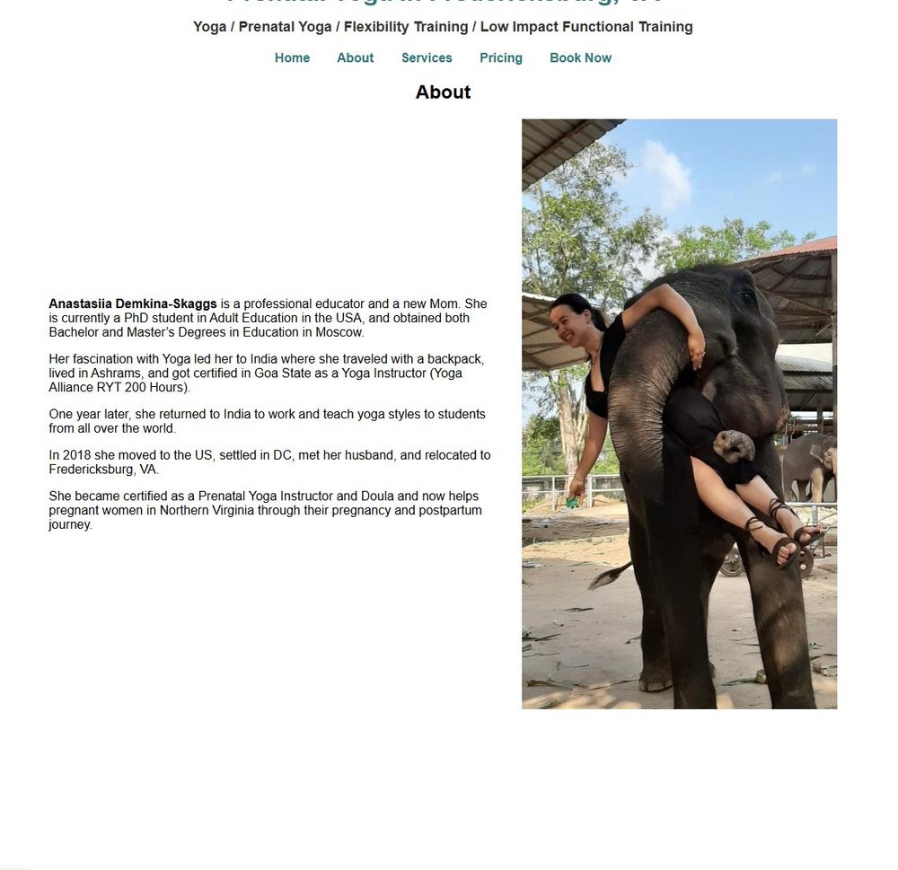 Yoga & wellness studio website before the AI redesign